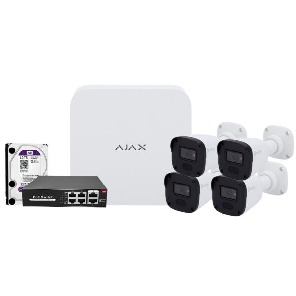 Kit 4 Cámaras Safire 2MP IP de Videovigilancia  con Grabador NVR  8 canales AJAX I AJ-NVRKIT108B-2