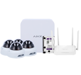 Kit 4 Cámaras  Uniview 2MP IP  con Grabador NVR  8 canales AJAX y router 4 puertos I AJ-NVRKIT108T-2W